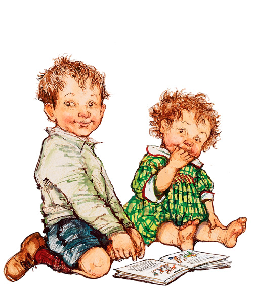 Shirley Hughes - Alfie & Annie Rose Reading - Signed Limited Edition Print