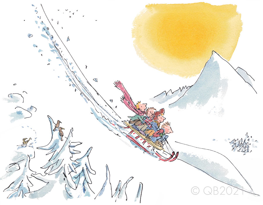 QB9072-Quentin-Blake-Let's-see-how-fast-our-sledge-will-go-Collectors-Edition-Print