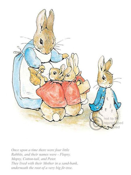 Mopsy and Cotton-tail Porcelain Thimble Beatrix Potter Mrs Rabbit Flopsy 